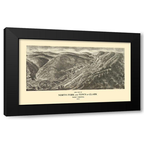 North Fork Clark West Virginia - Fowler 1911 Black Modern Wood Framed Art Print by Fowler