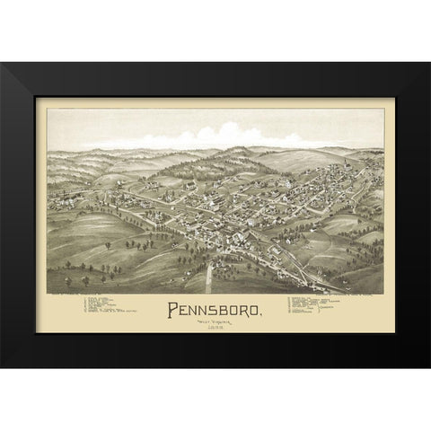 Pennsboro West Virginia - Fowler 1899 Black Modern Wood Framed Art Print by Fowler