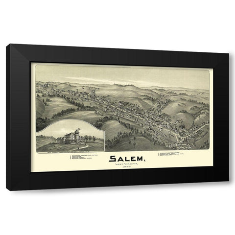 Salem West Virginia - Fowler 1899 Black Modern Wood Framed Art Print with Double Matting by Fowler