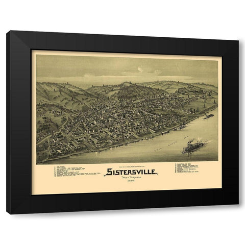 Sistersville West Virginia - Fowler 1896 Black Modern Wood Framed Art Print with Double Matting by Fowler