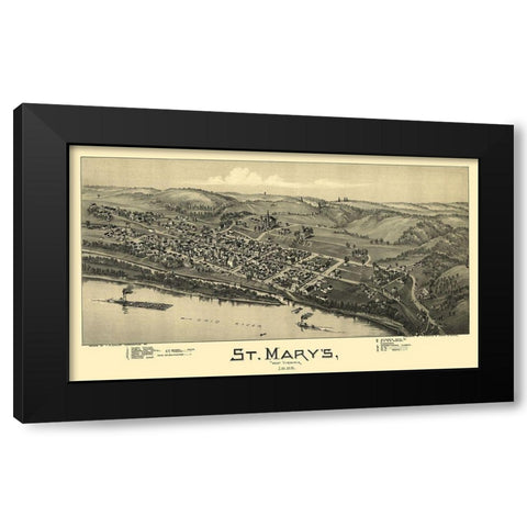 St Marys West Virginia - Fowler 1899 Black Modern Wood Framed Art Print by Fowler
