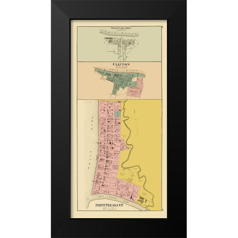 West Columbia Clifton Point Pleasant West Virginia Black Modern Wood Framed Art Print by Hayes