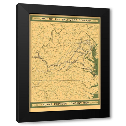 Adams Express Co, Baltimore Division - Lang 1885 Black Modern Wood Framed Art Print with Double Matting by Lang