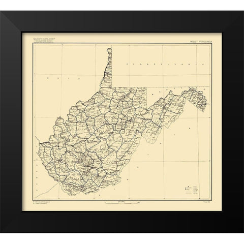 West Virginia - Marshall 1916 Black Modern Wood Framed Art Print by Marshall