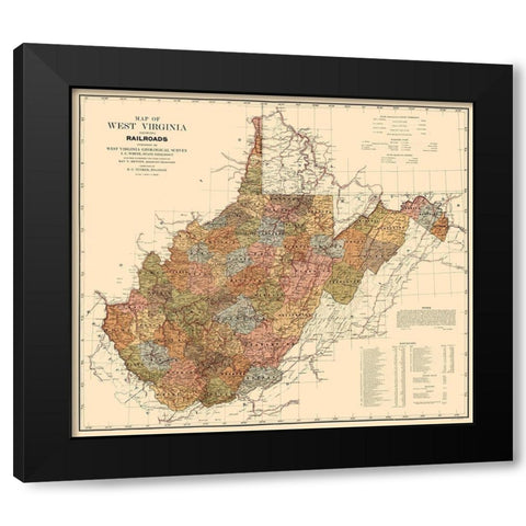 West Virginia Railroads - White 1917 Black Modern Wood Framed Art Print by White