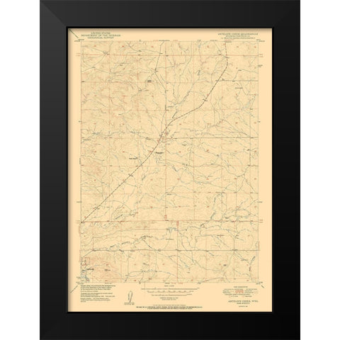 Antelope Creek Wyoming Quad - USGS 1950 Black Modern Wood Framed Art Print by USGS