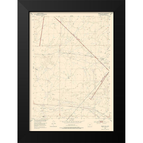 North West Arminto Wyoming Quad - USGS 1952 Black Modern Wood Framed Art Print by USGS