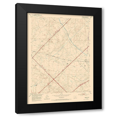 Arminto Wyoming Quad - USGS 1952 Black Modern Wood Framed Art Print with Double Matting by USGS