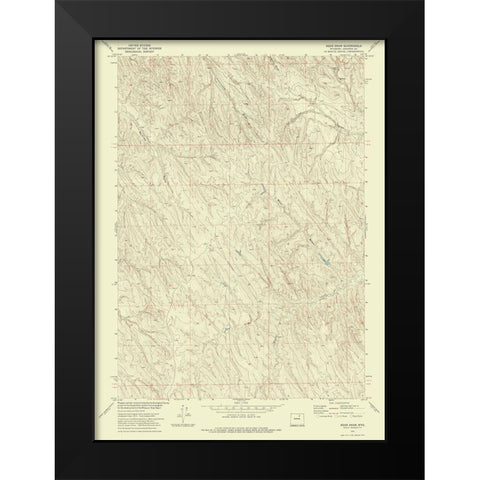 Bear Draw Wyoming Quad - USGS 1972 Black Modern Wood Framed Art Print by USGS