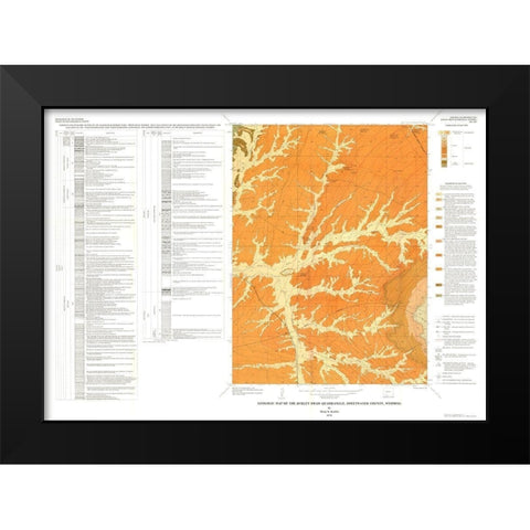 Burley Draw Quad Wyoming - Roehler 1974 Black Modern Wood Framed Art Print by Roehler