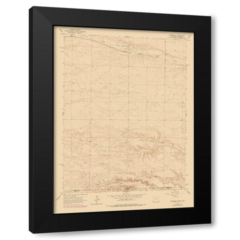 Campstool Wyoming Quad - USGS 1963 Black Modern Wood Framed Art Print by USGS