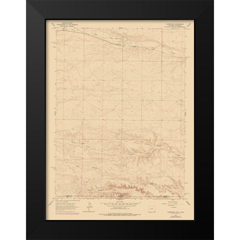 Campstool Wyoming Quad - USGS 1963 Black Modern Wood Framed Art Print by USGS