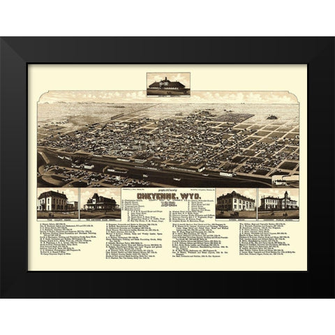 Cheyenne Wyoming - Stoner 1882 Black Modern Wood Framed Art Print by Stoner