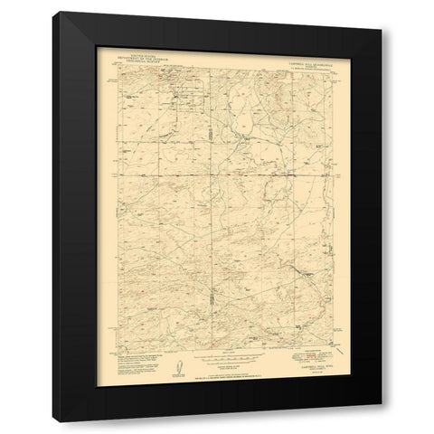 Campbell Hill Wyoming Quad - USGS 1950 Black Modern Wood Framed Art Print by USGS