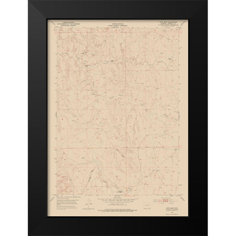 Fats Draw Wyoming Quad - USGS 1953 Black Modern Wood Framed Art Print by USGS