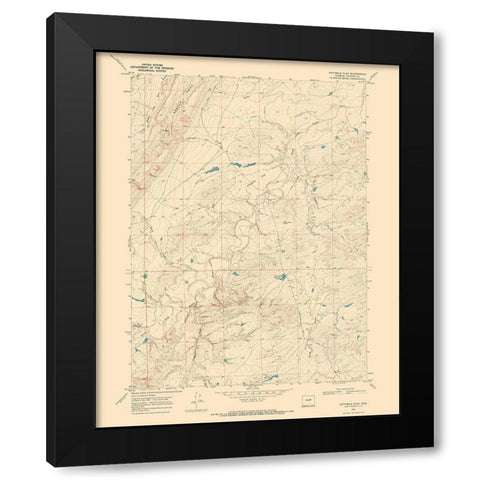Fiftymile Flat Wyoming Quad - USGS 1968 Black Modern Wood Framed Art Print by USGS
