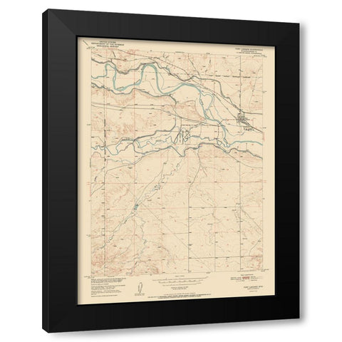 Fort Laramie Wyoming Quad - USGS 1952 Black Modern Wood Framed Art Print by USGS