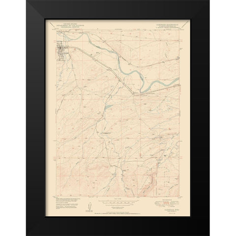 Glenrock Wyoming Quad - USGS 1950 Black Modern Wood Framed Art Print by USGS