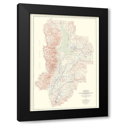Grand Teton National Park Wyoming Sheet - USGS Black Modern Wood Framed Art Print with Double Matting by USGS