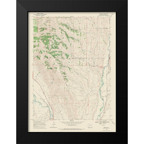 Marse Wyoming Quad - USGS 1967 Black Modern Wood Framed Art Print by USGS
