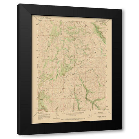 Mahogony Butte Wyoming Quad - USGS 1967 Black Modern Wood Framed Art Print with Double Matting by USGS