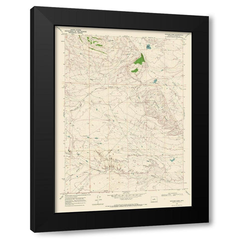 Notches Dome Wyoming Quad - USGS 1968 Black Modern Wood Framed Art Print with Double Matting by USGS