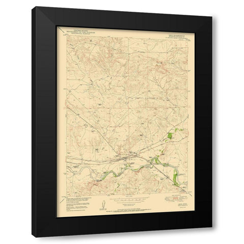 Orin Wyoming Quad - USGS 1950 Black Modern Wood Framed Art Print with Double Matting by USGS