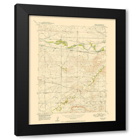 Orpha Wyoming Quad - USGS 1949 Black Modern Wood Framed Art Print with Double Matting by USGS