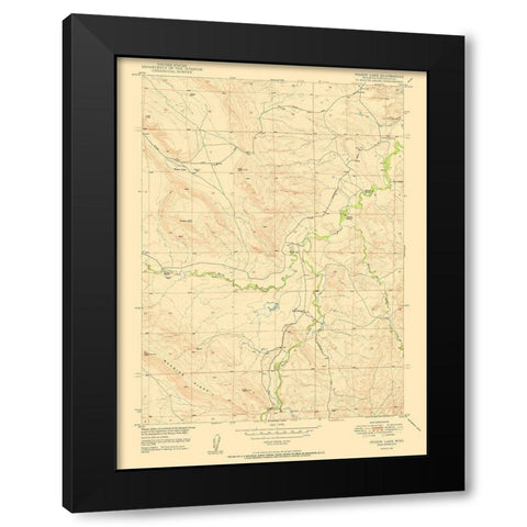 Poison Lake Wyoming Quad - USGS 1950 Black Modern Wood Framed Art Print with Double Matting by USGS