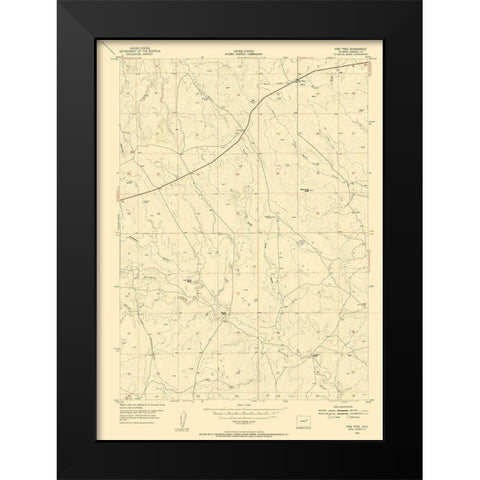 Pine Tree Wyoming Quad - USGS 1954 Black Modern Wood Framed Art Print by USGS