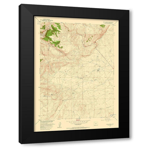 Red Canyon Wyoming Quad - USGS 1957 Black Modern Wood Framed Art Print with Double Matting by USGS