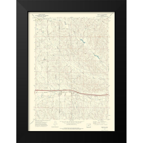 Rozet Wyoming Quad - USGS 1971 Black Modern Wood Framed Art Print by USGS