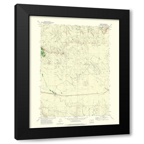 Rozet Wyoming Quad - USGS 1971 Black Modern Wood Framed Art Print with Double Matting by USGS