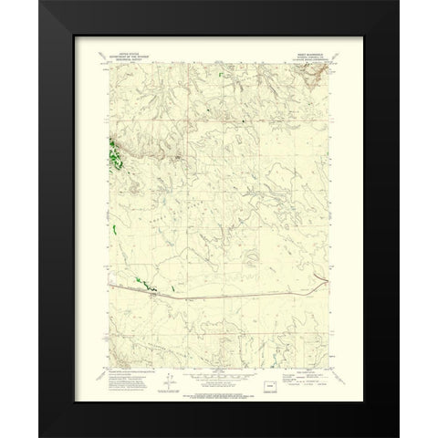 Rozet Wyoming Quad - USGS 1971 Black Modern Wood Framed Art Print by USGS