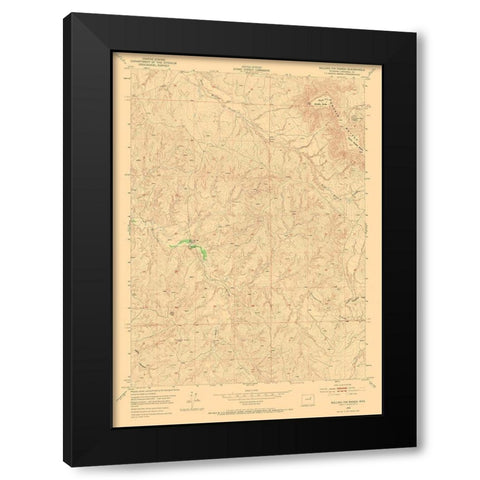 Rolling Pin Ranch Wyoming Quad - USGS 1953 Black Modern Wood Framed Art Print with Double Matting by USGS
