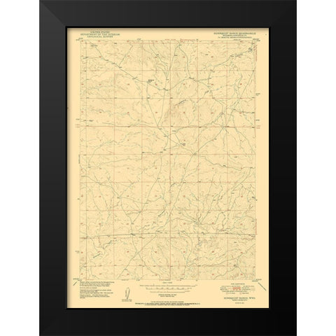 Sundquist Ranch Wyoming Quad - USGS 1950 Black Modern Wood Framed Art Print by USGS