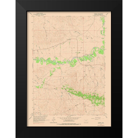 Sussex Wyoming Quad - USGS 1961 Black Modern Wood Framed Art Print by USGS