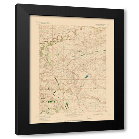 Three Buttes Wyoming Quad - USGS 1968 Black Modern Wood Framed Art Print with Double Matting by USGS