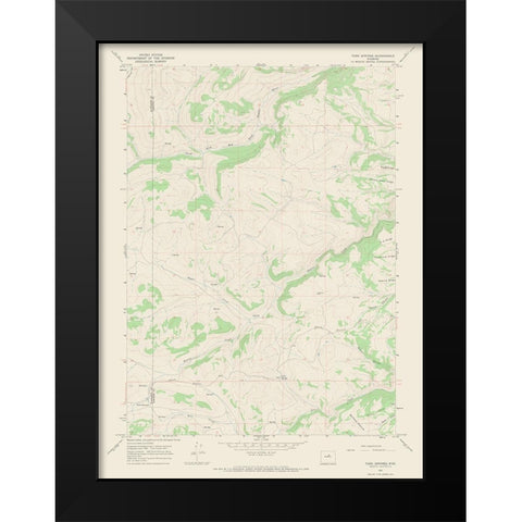 Turk Springs Wyoming Quad - USGS 1967 Black Modern Wood Framed Art Print by USGS