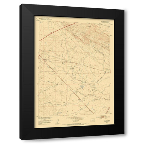Waltman Wyoming Quad - USGS 1952 Black Modern Wood Framed Art Print with Double Matting by USGS