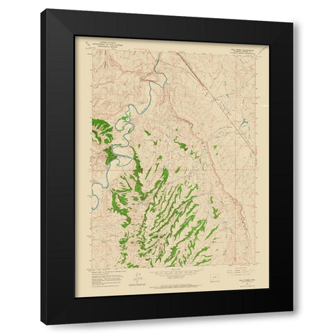 Wall Creek Wyoming Quad - USGS 1961 Black Modern Wood Framed Art Print with Double Matting by USGS