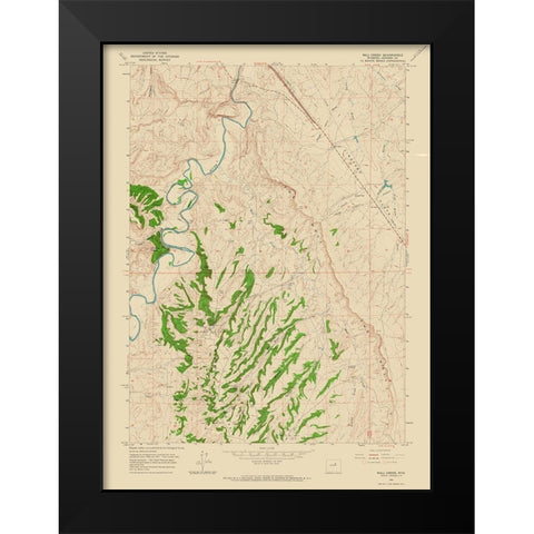 Wall Creek Wyoming Quad - USGS 1961 Black Modern Wood Framed Art Print by USGS
