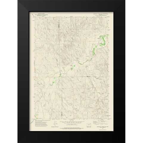 North East Whitetail Creek Wyoming Quad - USGS Black Modern Wood Framed Art Print by USGS