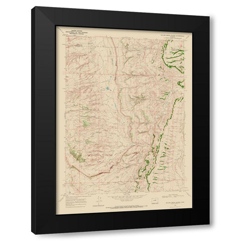 Willow Creek School Wyoming Quad - USGS 1968 Black Modern Wood Framed Art Print with Double Matting by USGS