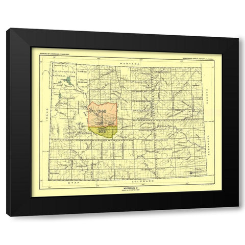 Wyoming - Hoen 1896 Black Modern Wood Framed Art Print with Double Matting by Hoen
