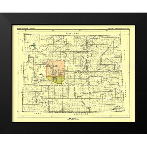 Wyoming - Hoen 1896 Black Modern Wood Framed Art Print by Hoen
