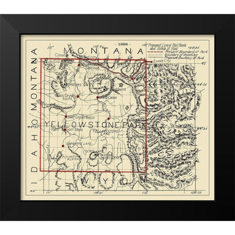 Yellowstone Proposed Hotel, Railroads - 1898 Black Modern Wood Framed Art Print by Unknown
