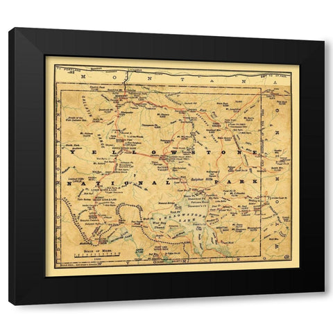 Yellowstone National Park, Wyoming - Poole 1880 Black Modern Wood Framed Art Print with Double Matting by Poole