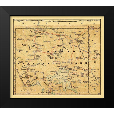 Yellowstone National Park, Wyoming - Poole 1880 Black Modern Wood Framed Art Print by Poole