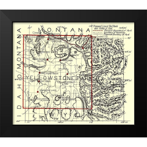 Yellowstone National Park - 1900 Black Modern Wood Framed Art Print by Unknown